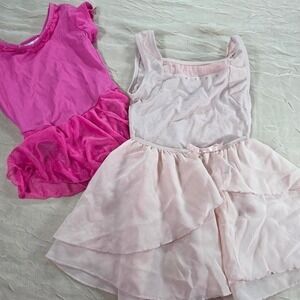 Danskin Freestyle Girls Ballet Leotard Dress Lot 2 Pink Rhinestone Tutu 6/6X